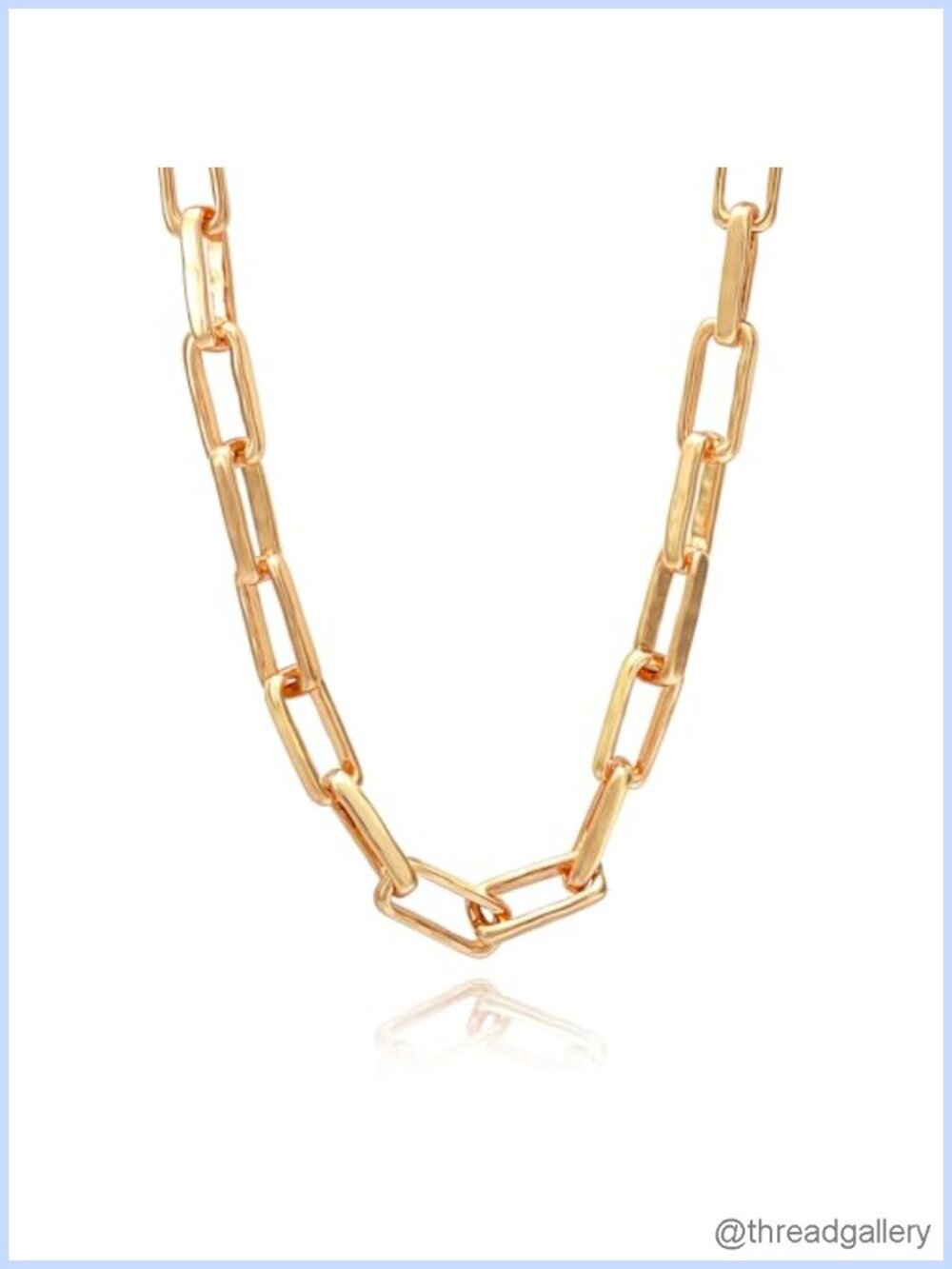 Chunky Paperclip Chain Necklace 18K Gold Plated Brass 17in Link Women